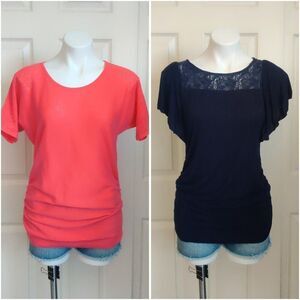 Pair of Motherhood Maternity gathered stretch top sz M